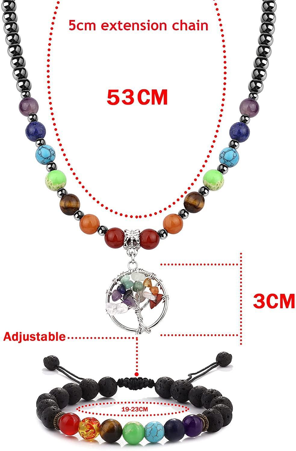 7 Chakra Necklace Bracelet Set