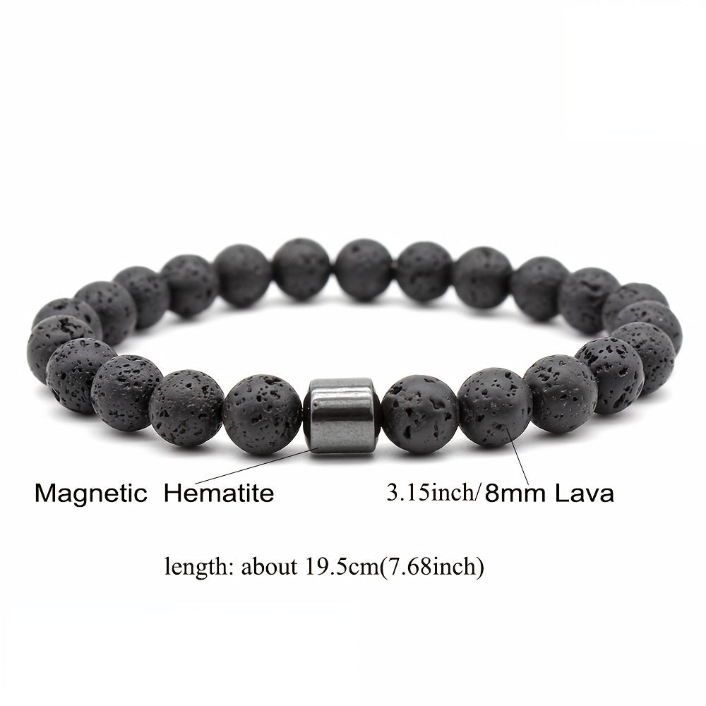 Healing Magnetic Tiger Eye Lava Natural Stone Bead Bracelet