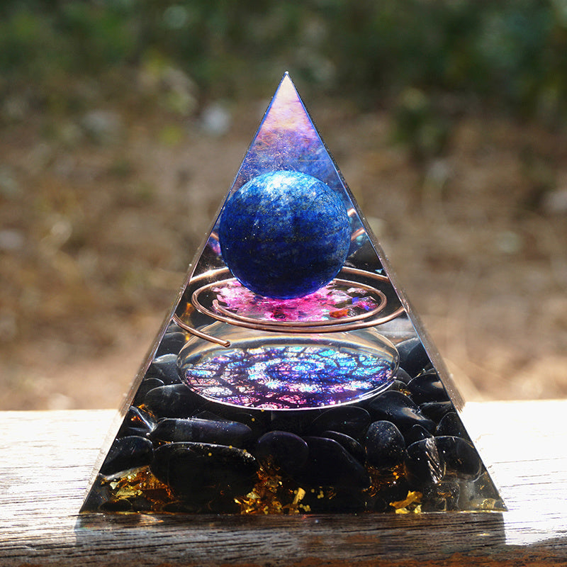 Natural Tiger Eye Orgonite Pyramid Healing Crystal