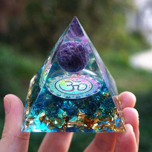 Tiger Eye Orgonite Pyramid Healing Crystal