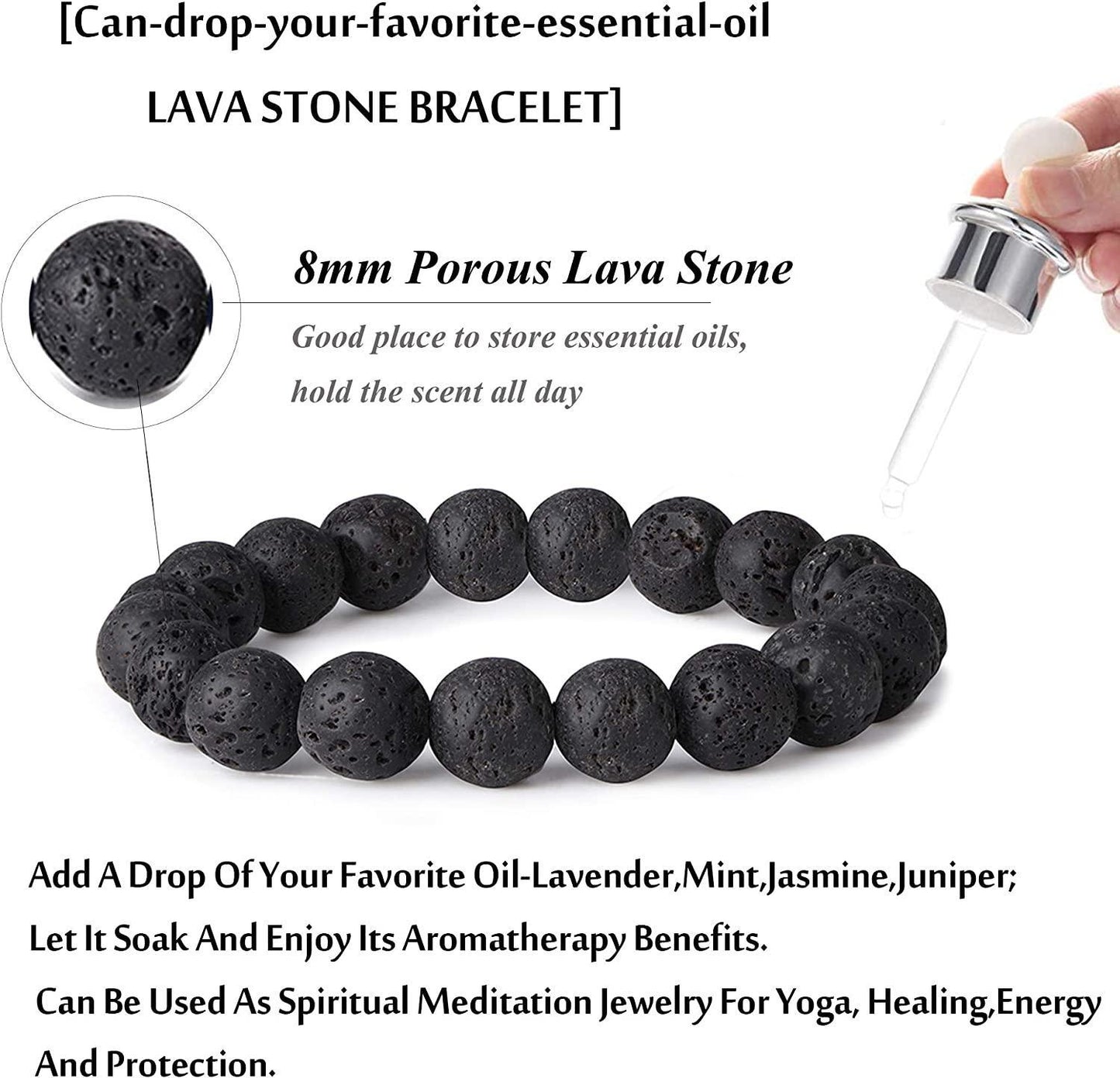 10 Piece Set Lava Bead Bracelets