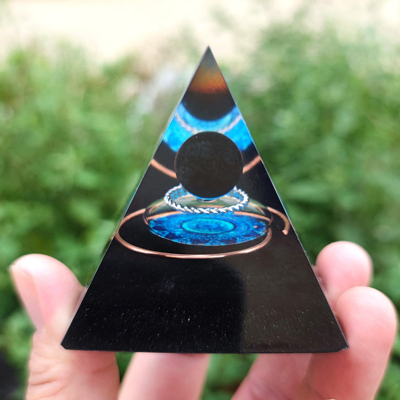 Natural Tiger Eye Orgonite Pyramid Healing Crystal