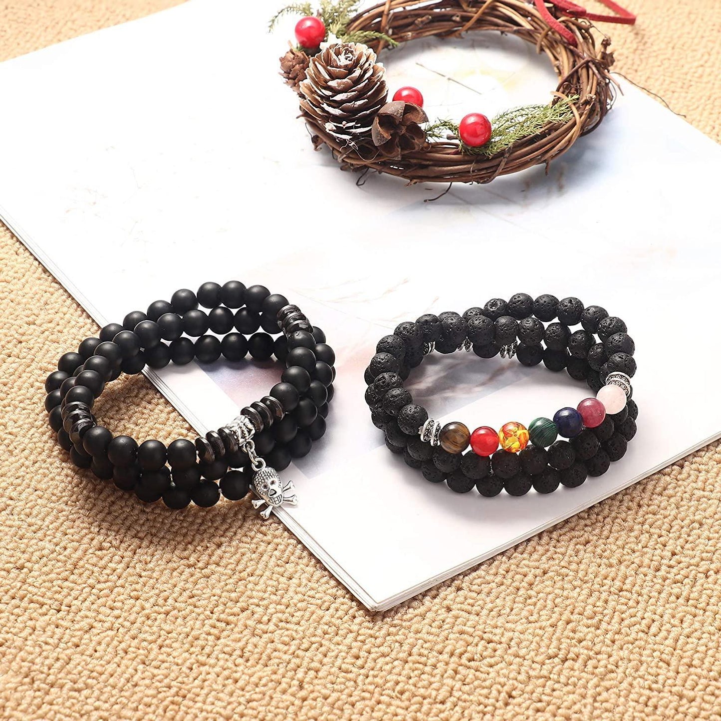 6Pcs 8mm Multilayer Beads Wrap Bracelets