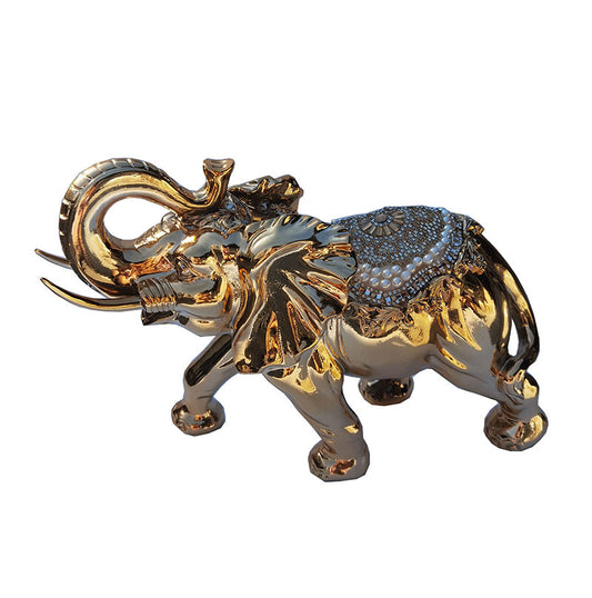 Ambrose Delightfully Extravagant Gold-Plated Elephant with Embedded Crystal and Pearl Saddle (11.5L x 5W x 8.5H)