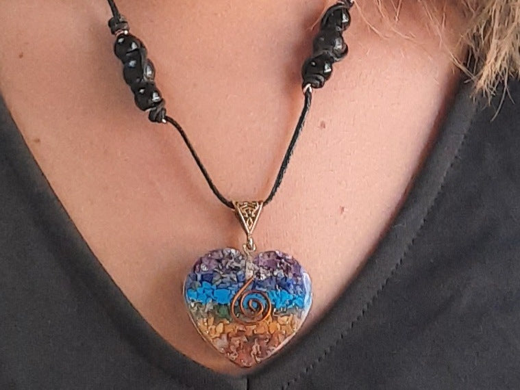 EMF 5G Shielding Orgone Heart Calming Necklace