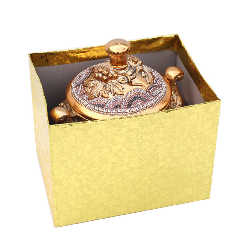 Ambrose Chrome Plated Crystal Embellished Lidded Ceramic Bowl (9 In. x 7 In. x 9.5 In.)