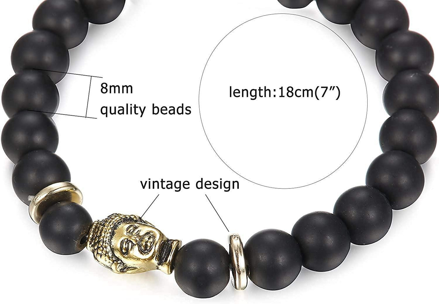 9Pcs Beaded Bracelets Lava Rock Stone