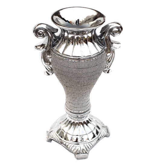 Ambrose Chrome Plated Crystal Embellished Ceramic Vase