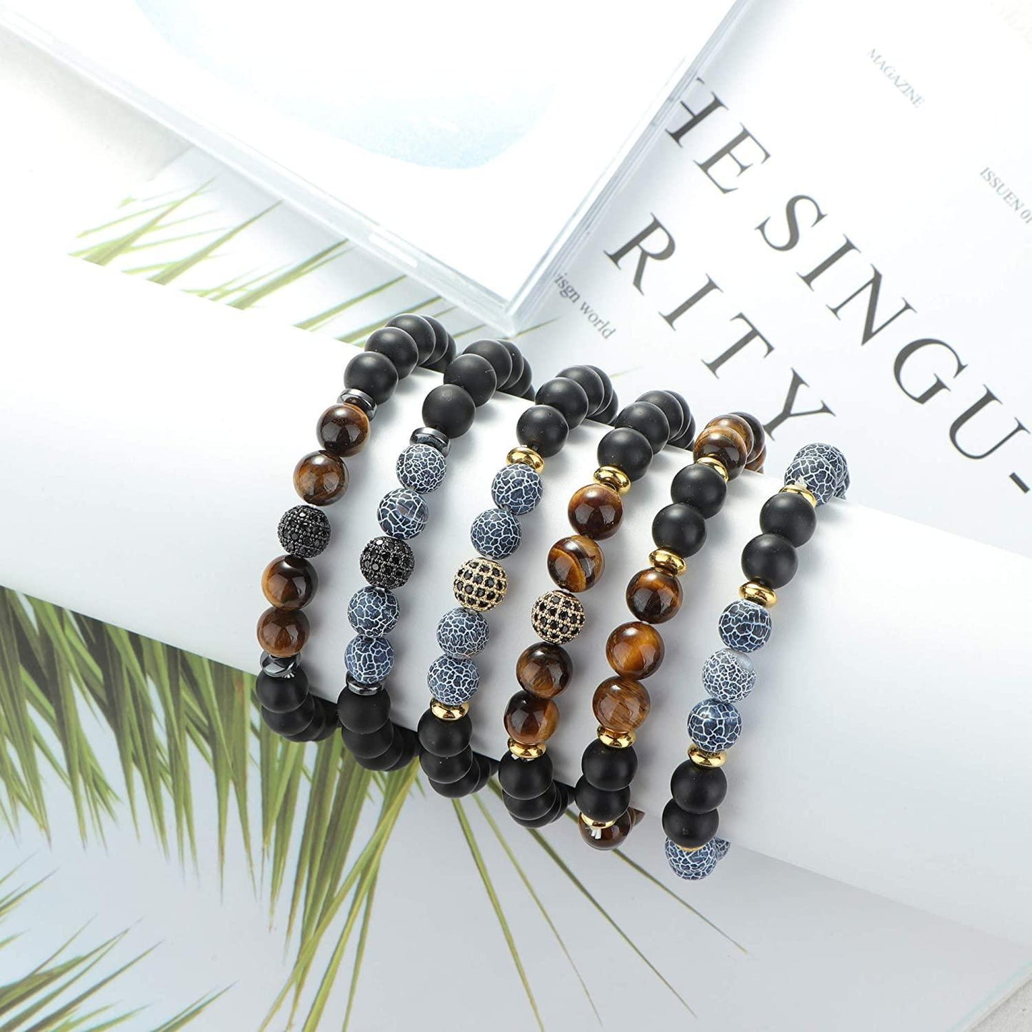 8MM Bead Bracelets Set of 6