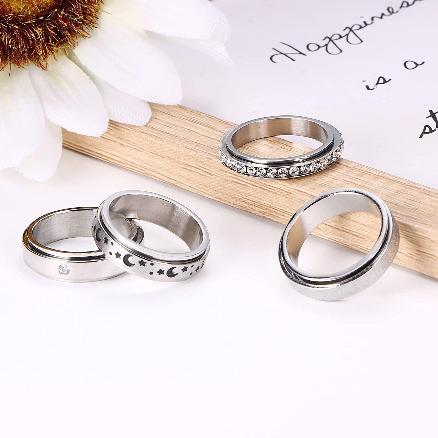 4Pcs Fidget Band Ring Spinner Rings