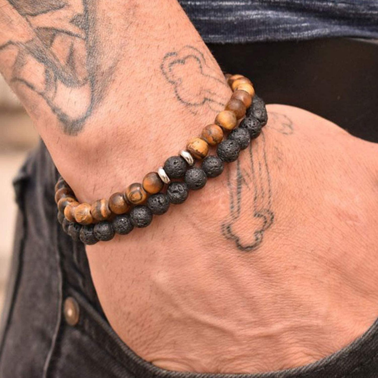 10 Piece Set Lava Bead Bracelets