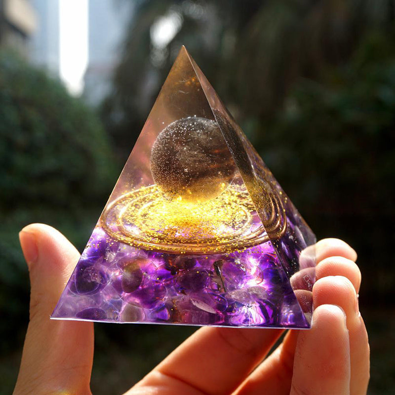 Natural Tiger Eye Orgonite Pyramid Healing Crystal