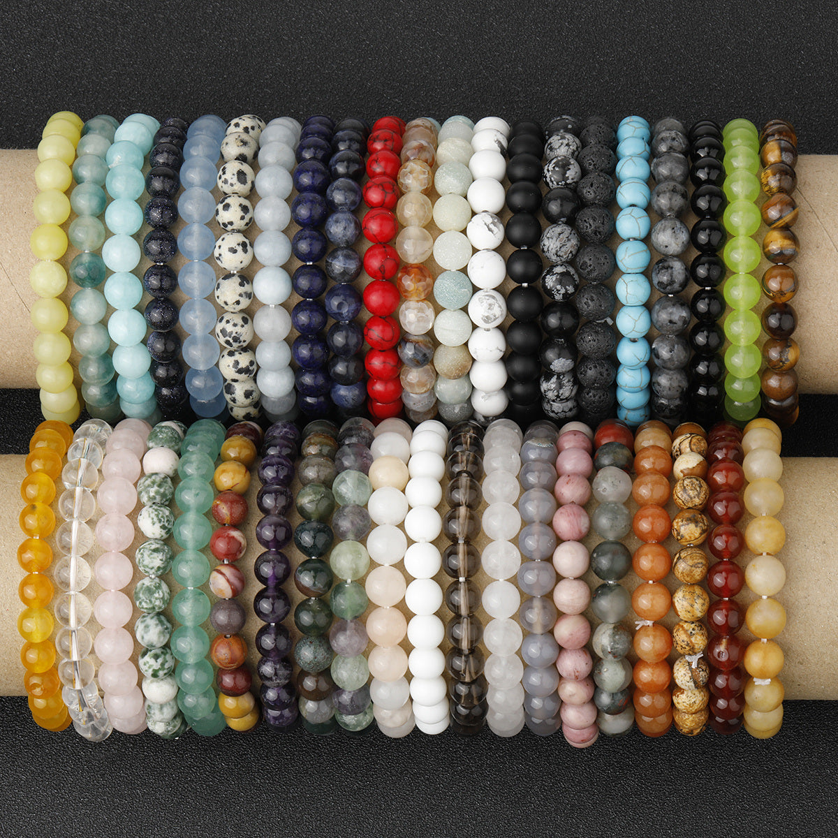 8mm Natural Gemstone Beaded Bracelet