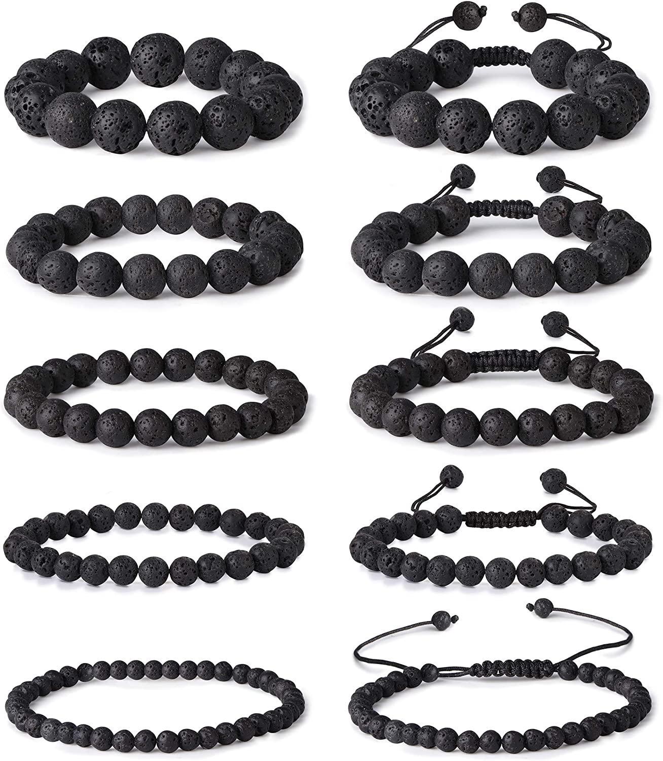 10 Piece Set Lava Bead Bracelets