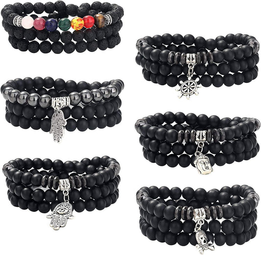 6Pcs 8mm Multilayer Beads Wrap Bracelets