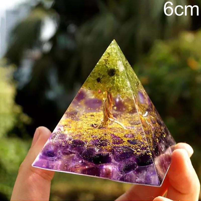 Natural Tiger Eye Orgonite Pyramid Healing Crystal