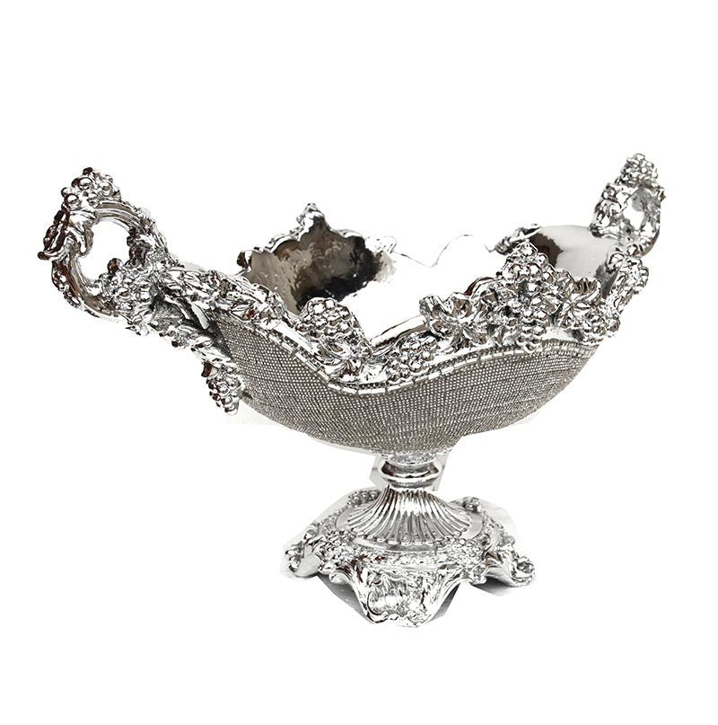 Ambrose Chrome Plated Crystal Embellished Ceramic Platter