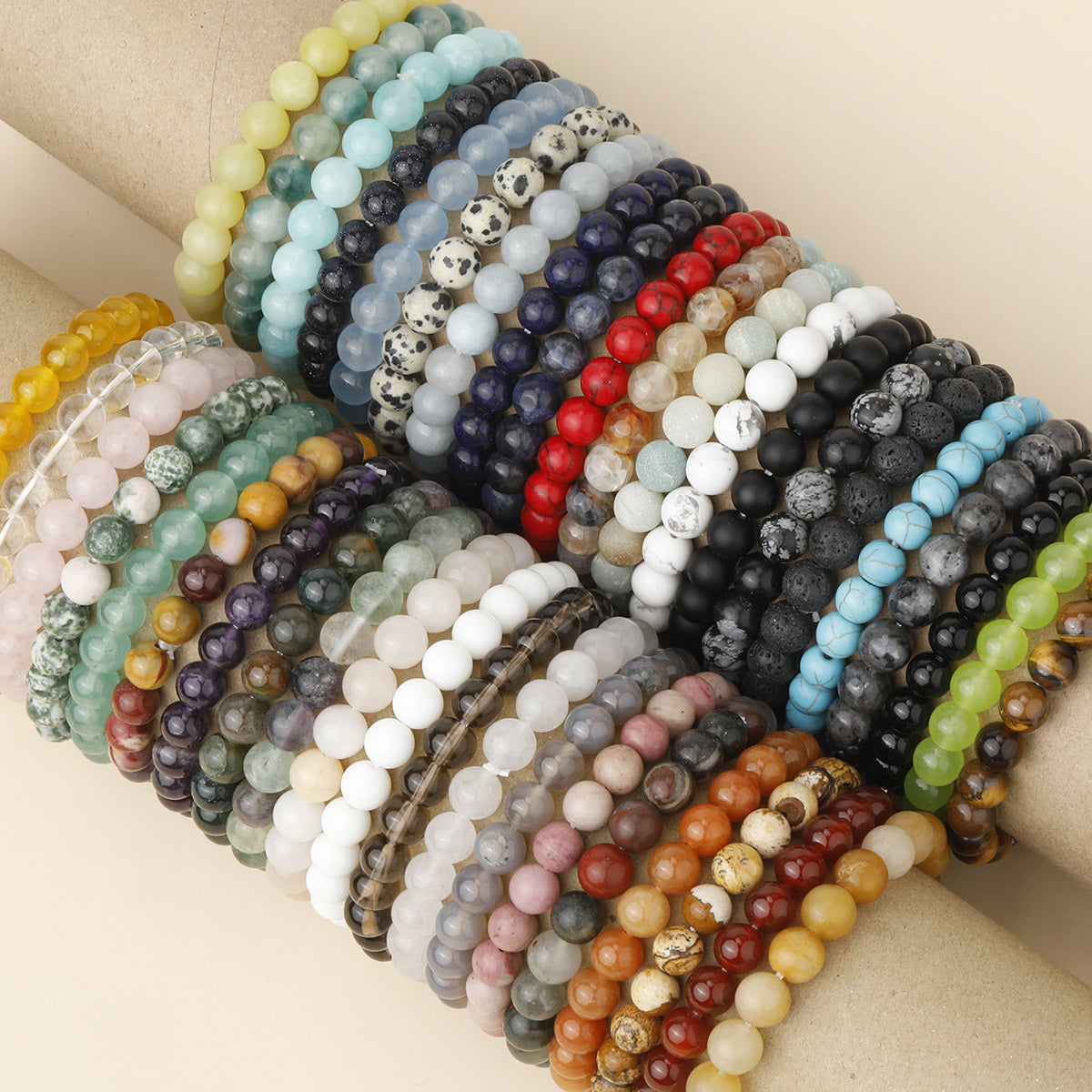 8mm Natural Gemstone Beaded Bracelet