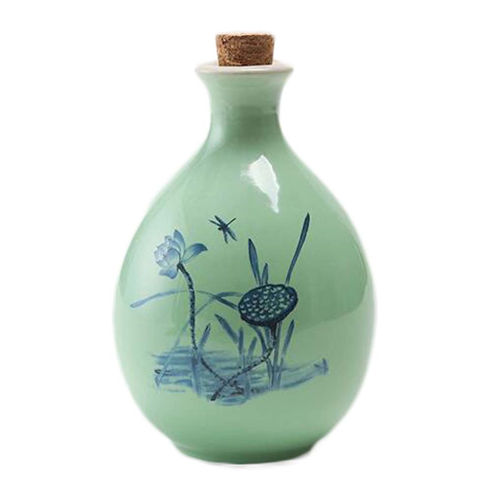 17oz Green Ceramic Wine Jar