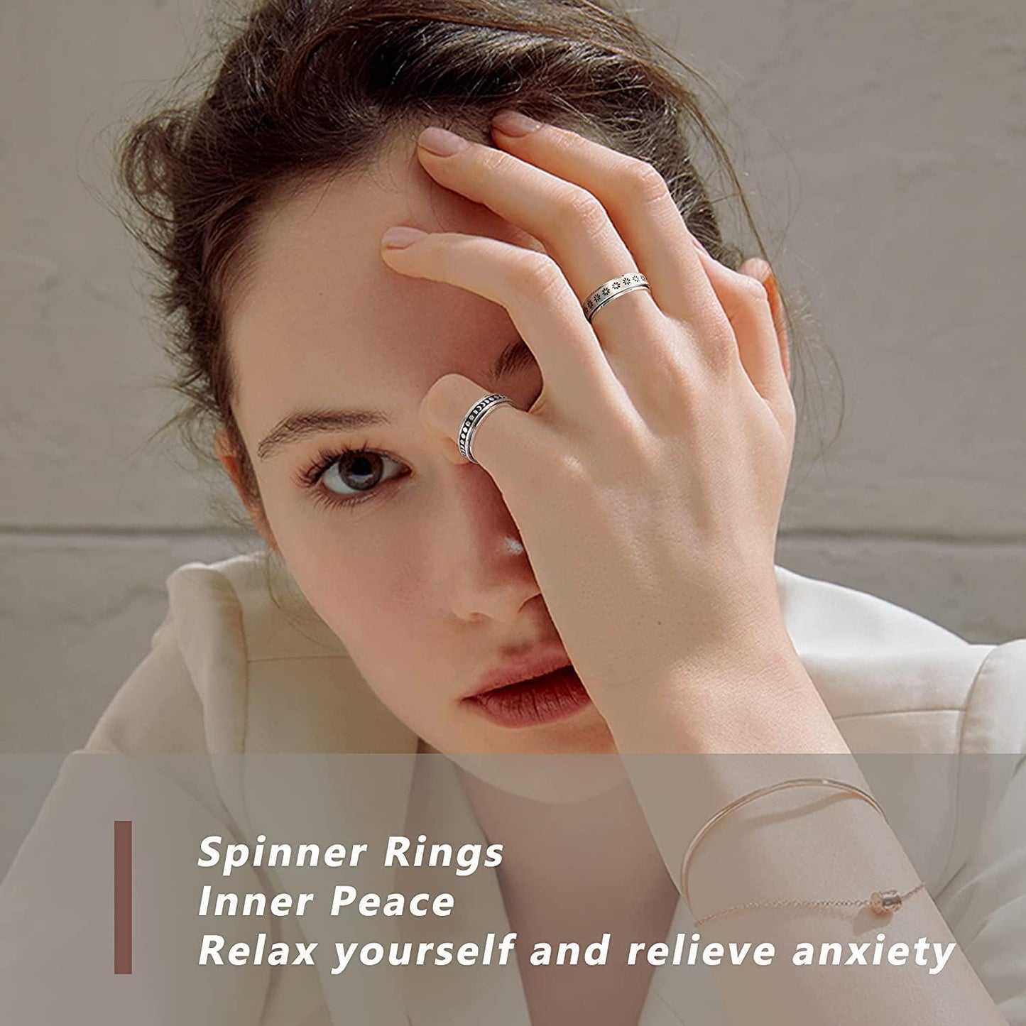 9Pcs Stainless Steel Anxiety Rings Size 6