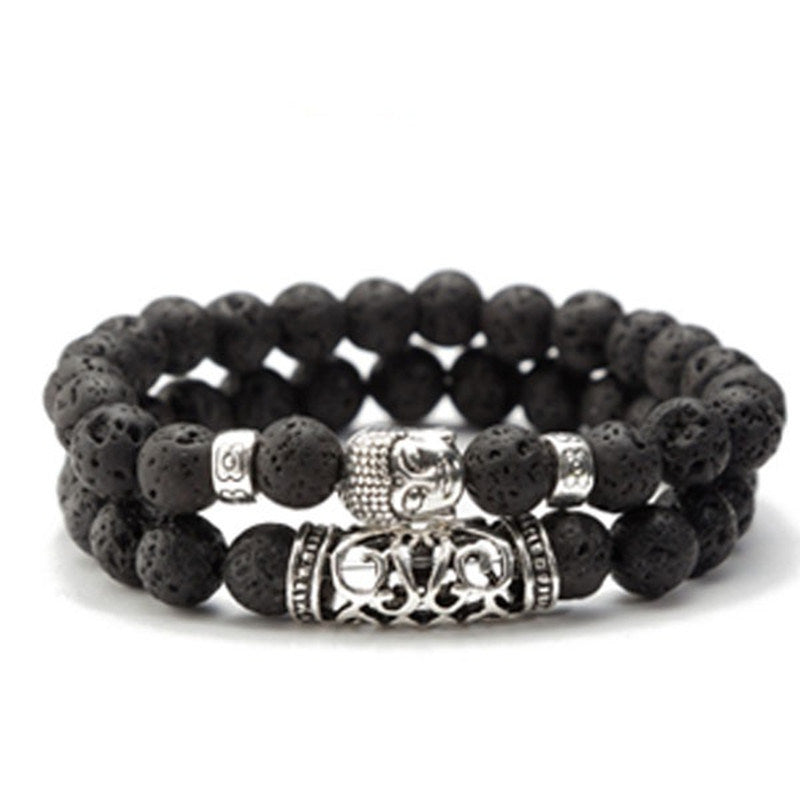 2 pcs Tiger Eye Lava Stone Beaded Bracelets