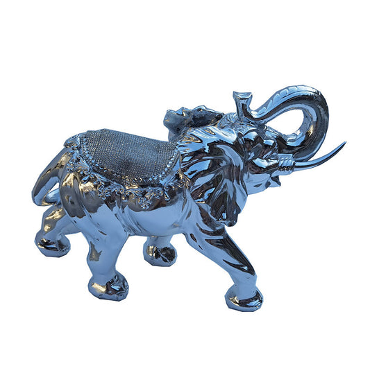 Ambrose Delightfully Extravagant Chrome Plated Elephant with Embedded Crystal Saddle (11.5L x 5W x 8.5H)