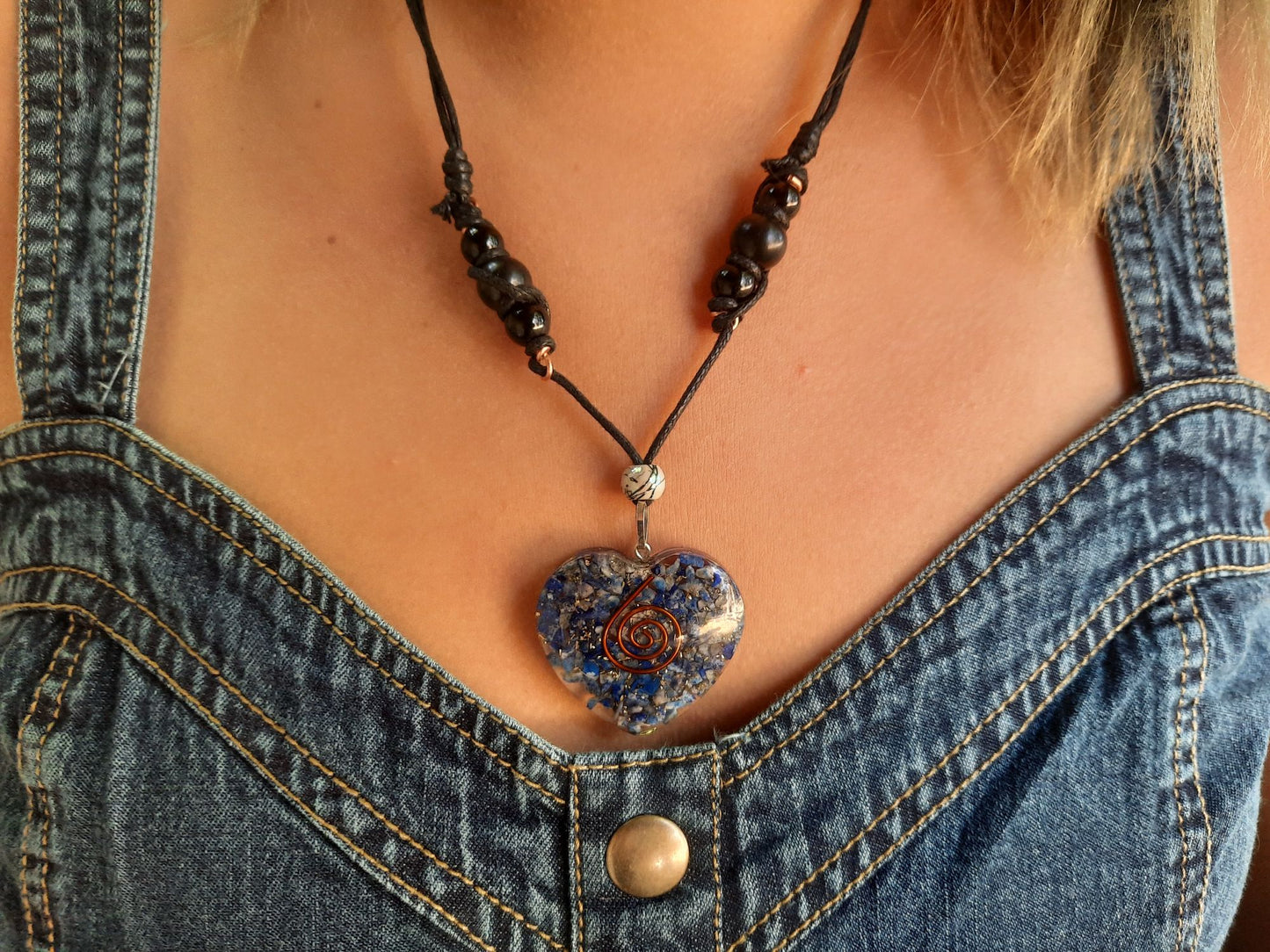 EMF 5G Shielding Orgone Heart Calming Necklace