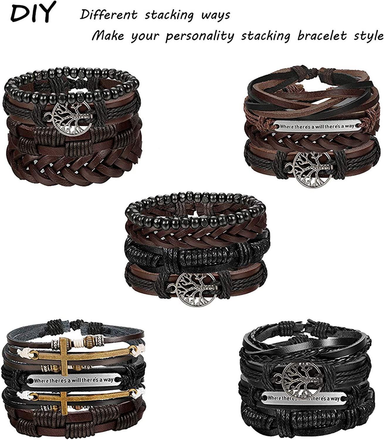 12PCS Hand Made Leather Bracelet Tree of Life