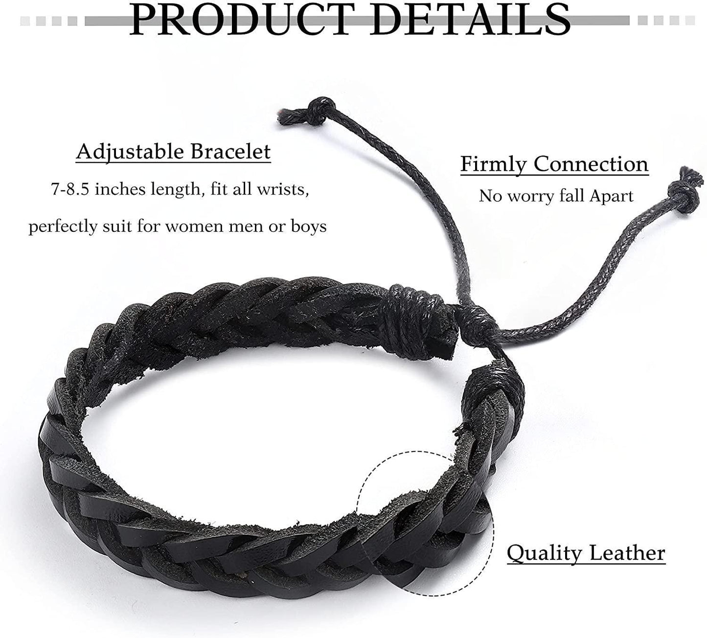 21Pcs Braided Leather Bracelets Prayer Beads for Meditation