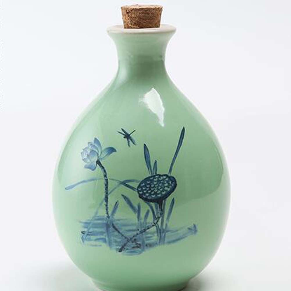 17oz Green Ceramic Wine Jar