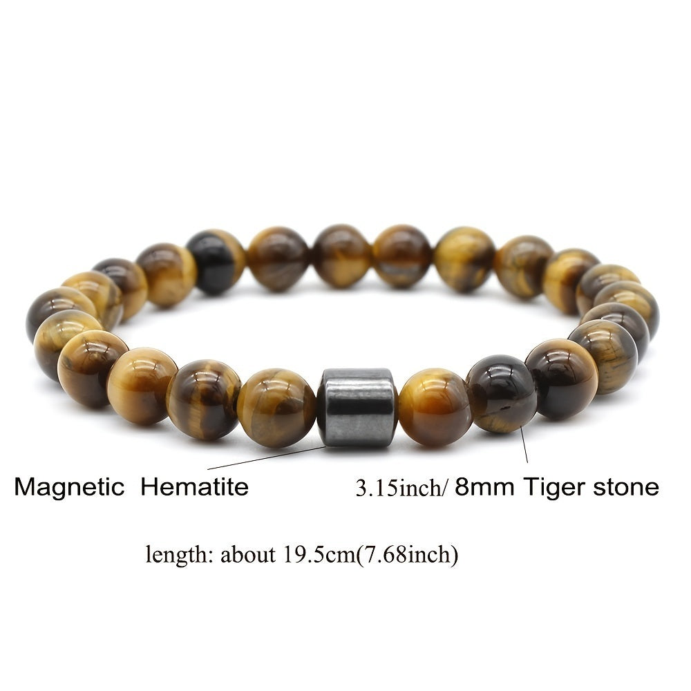Healing Magnetic Tiger Eye Lava Natural Stone Bead Bracelet