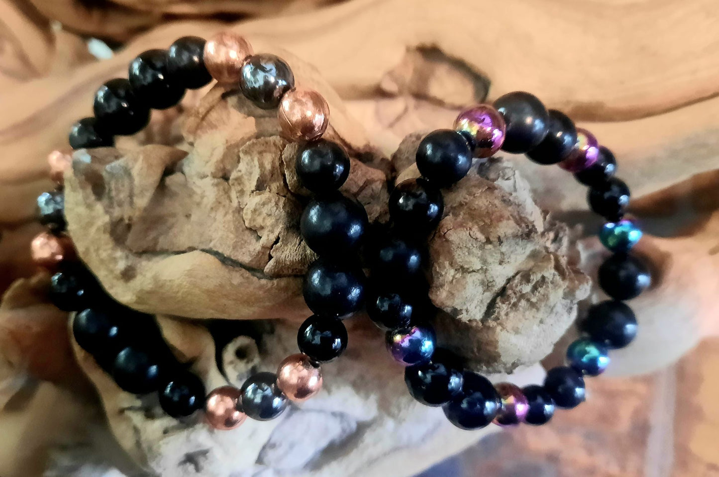 Power Bracelets for EMF 5G Protection Titanium Shungite Copper Tourmaline - Calming Bracelets