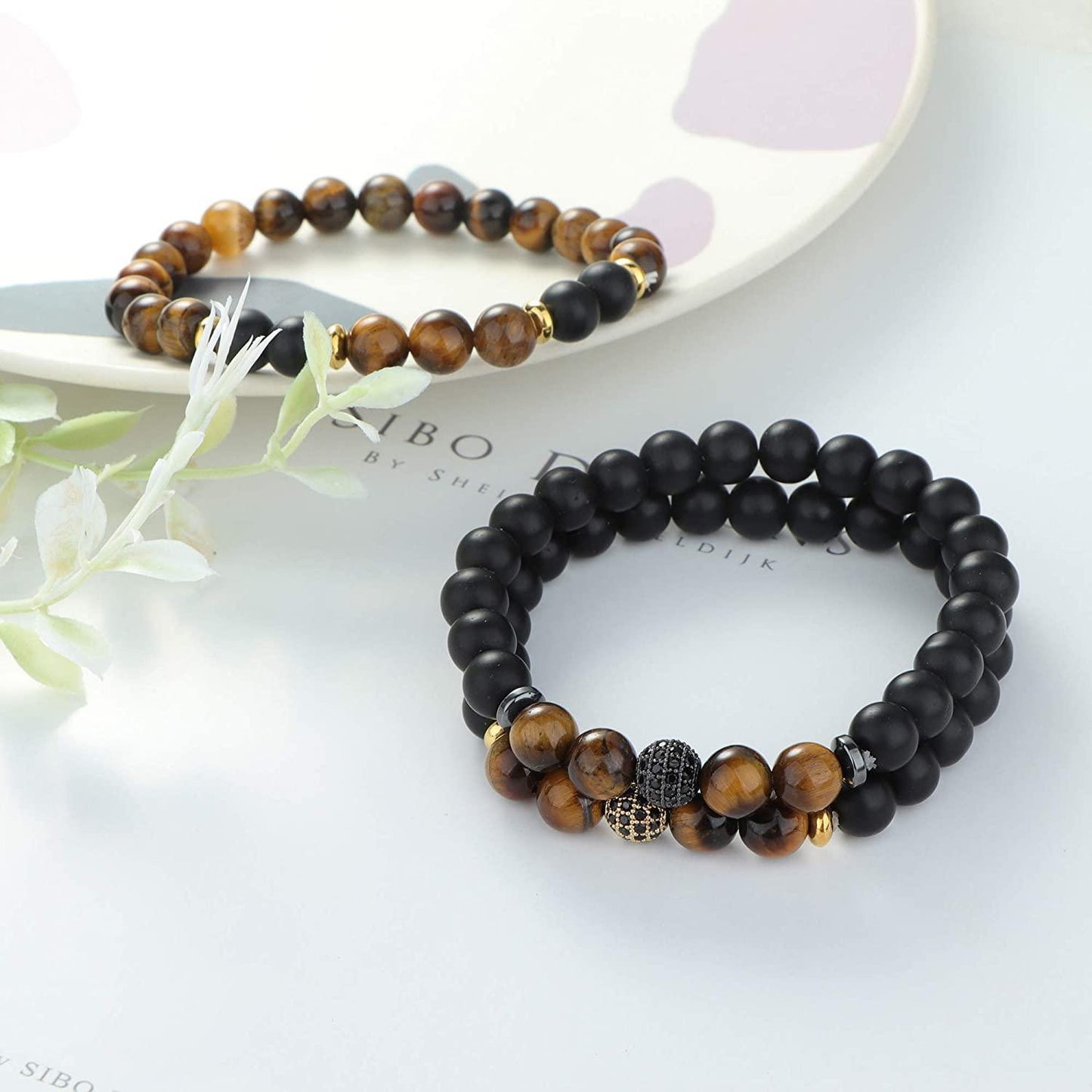 8MM Bead Bracelets Set of 6