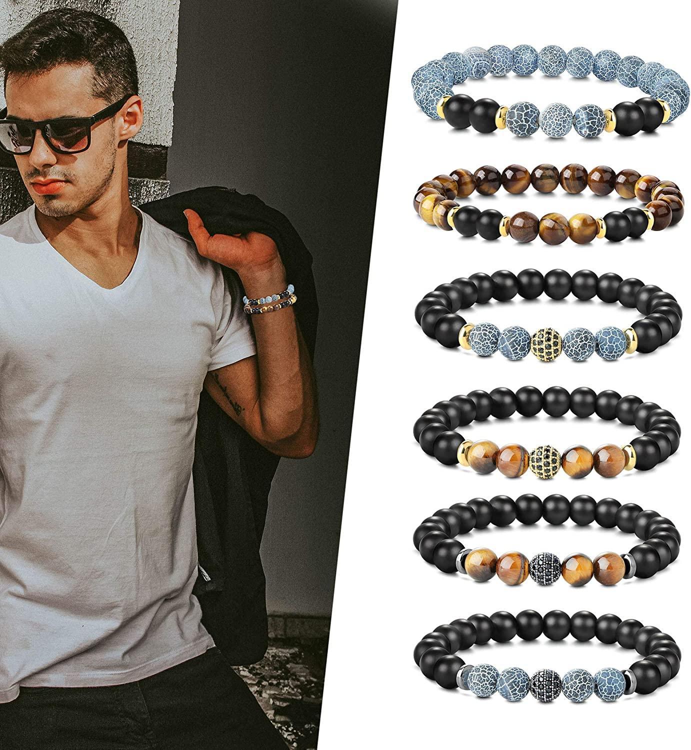 8MM Bead Bracelets Set of 6