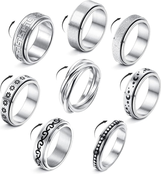 8 Pcs Spinner Fidget Ring Size 11