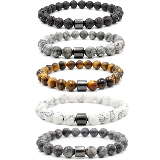 Healing Magnetic Tiger Eye Lava Natural Stone Bead Bracelet