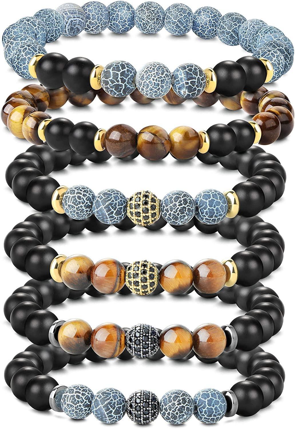 8MM Bead Bracelets Set of 6