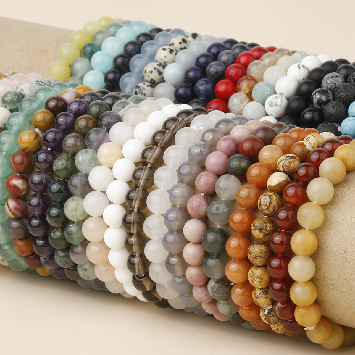 8mm Natural Gemstone Beaded Bracelet