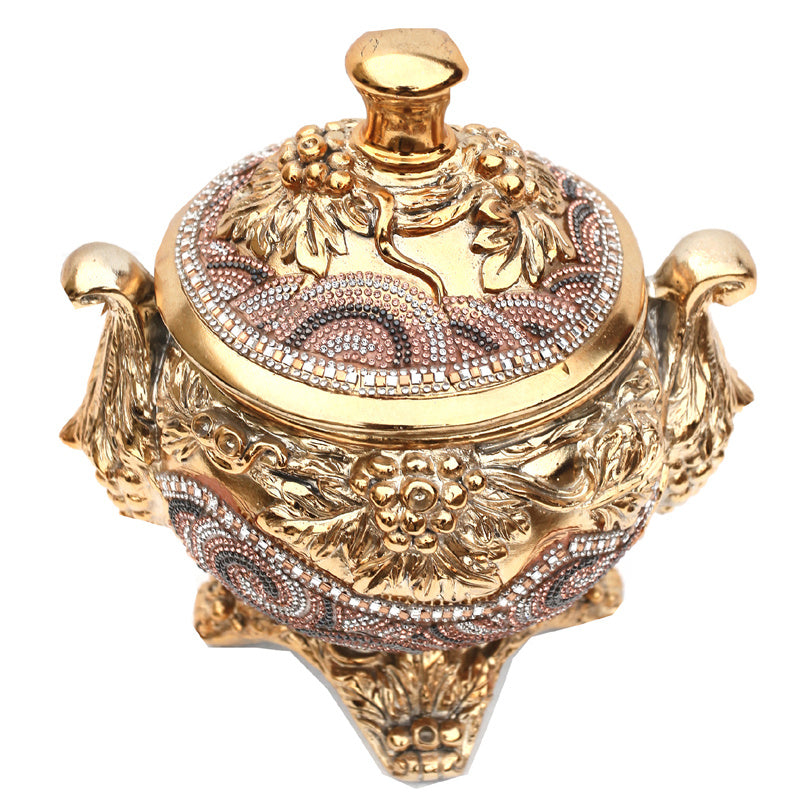 Ambrose Chrome Plated Crystal Embellished Lidded Ceramic Bowl (9 In. x 7 In. x 9.5 In.)