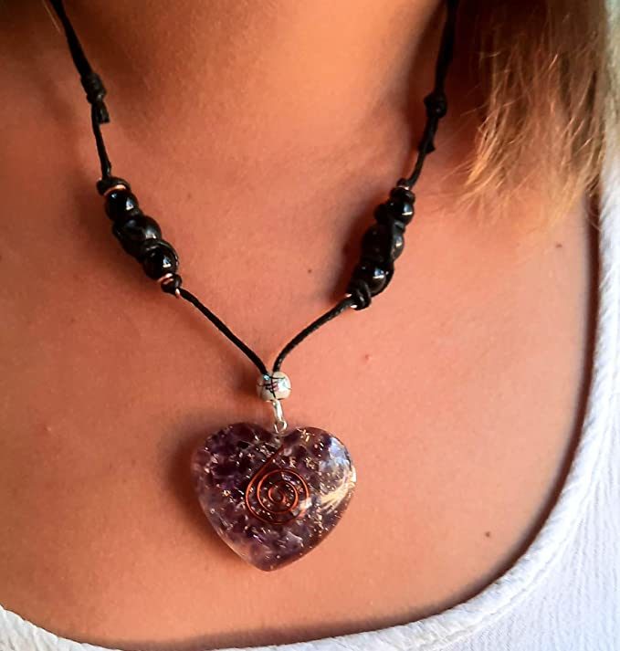EMF 5G Shielding Orgone Heart Calming Necklace