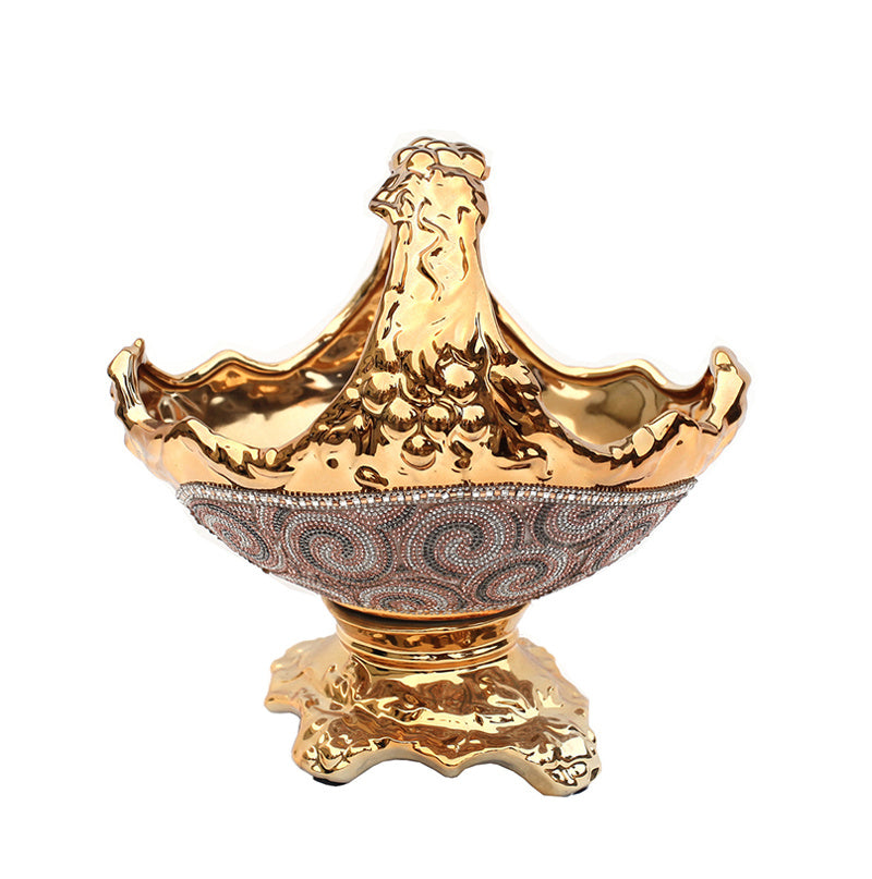 Ambrose Chrome Plated Crystal Embellished Ceramic Platter